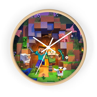 Minecraft Adventure Wall Clock, Gamer Decor, Kids Room, Video Game Gift, Unique Wall Art, Minecraft Fan