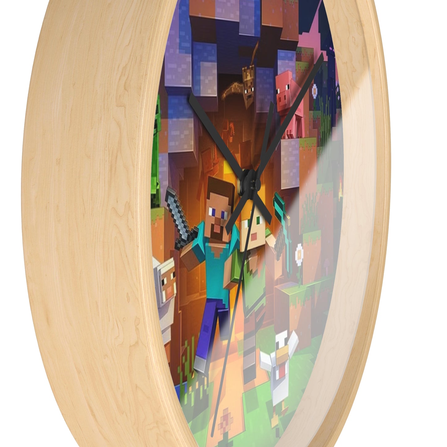 Minecraft Adventure Wall Clock, Gamer Decor, Kids Room, Video Game Gift, Unique Wall Art, Minecraft Fan